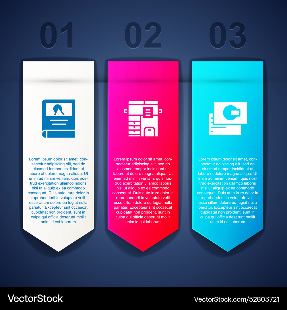 Set photo album gallery copy machine and business Vector Image