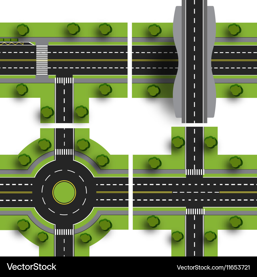 Set transport hub the intersections of various Vector Image