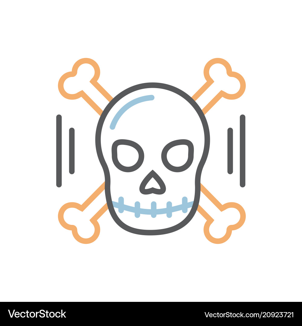 Skull with bones icon thin line isolated Vector Image