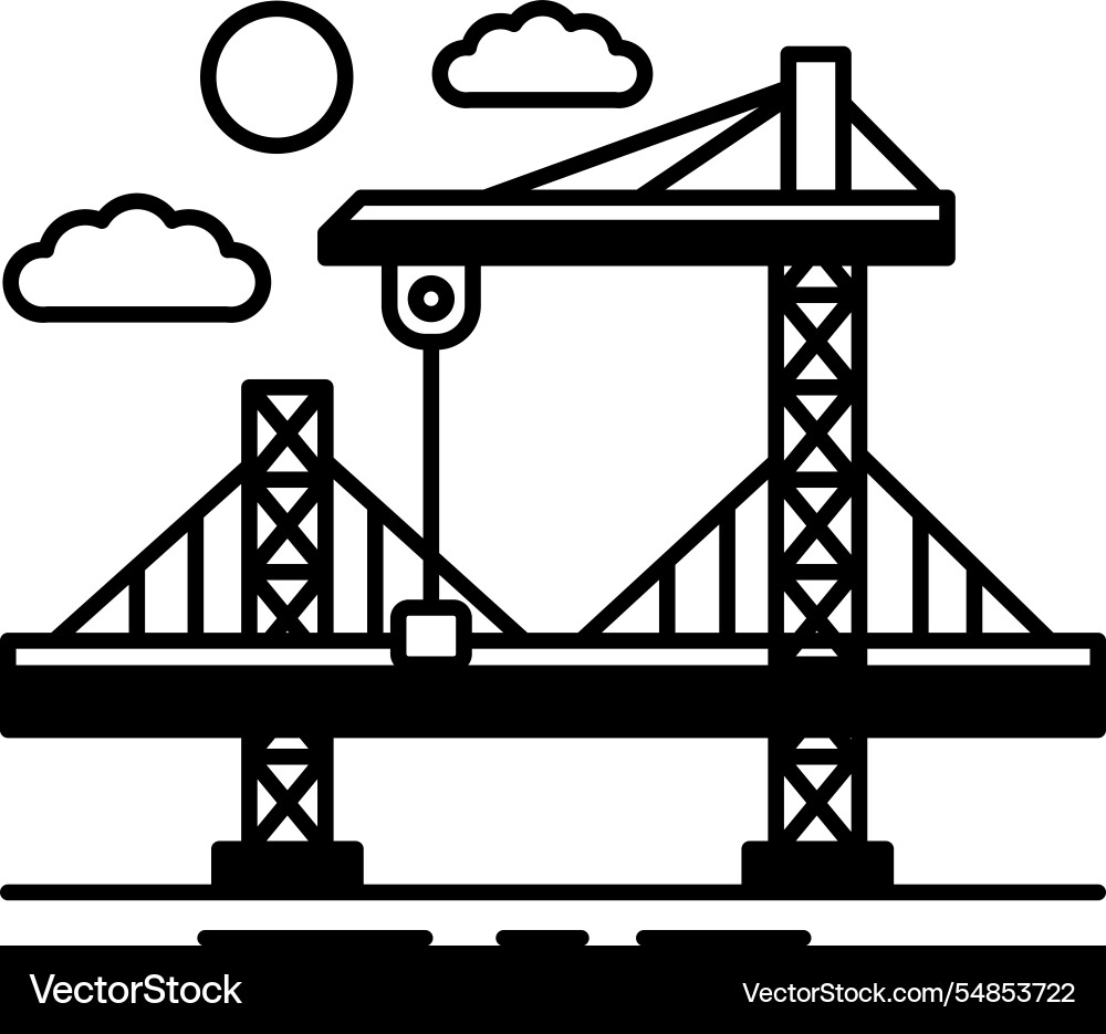 A large crane is lifting object over Vector Image