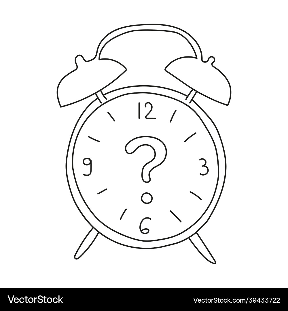 Alarm clock with a question mark instead of arrows Alarm clock with a question mark instead of arrows vector image