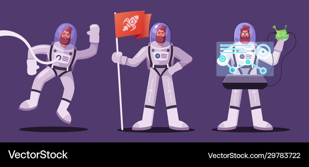 Astronaut character exploring outer space cartoon Astronaut character exploring outer space cartoon vector image