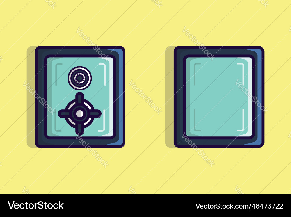 Bank save vault box with front and back view Vector Image