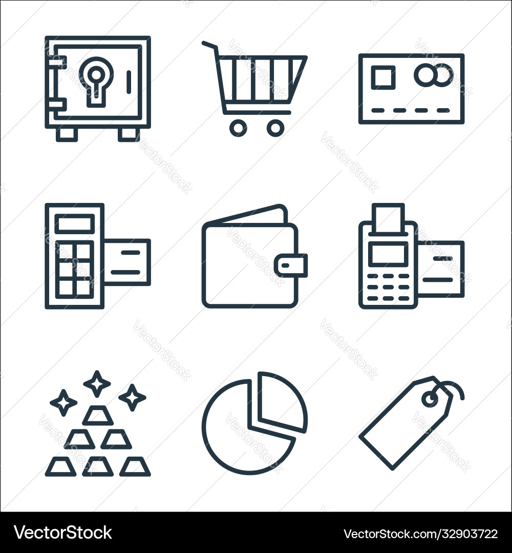 Banking and finance line icons linear set quality vector image
