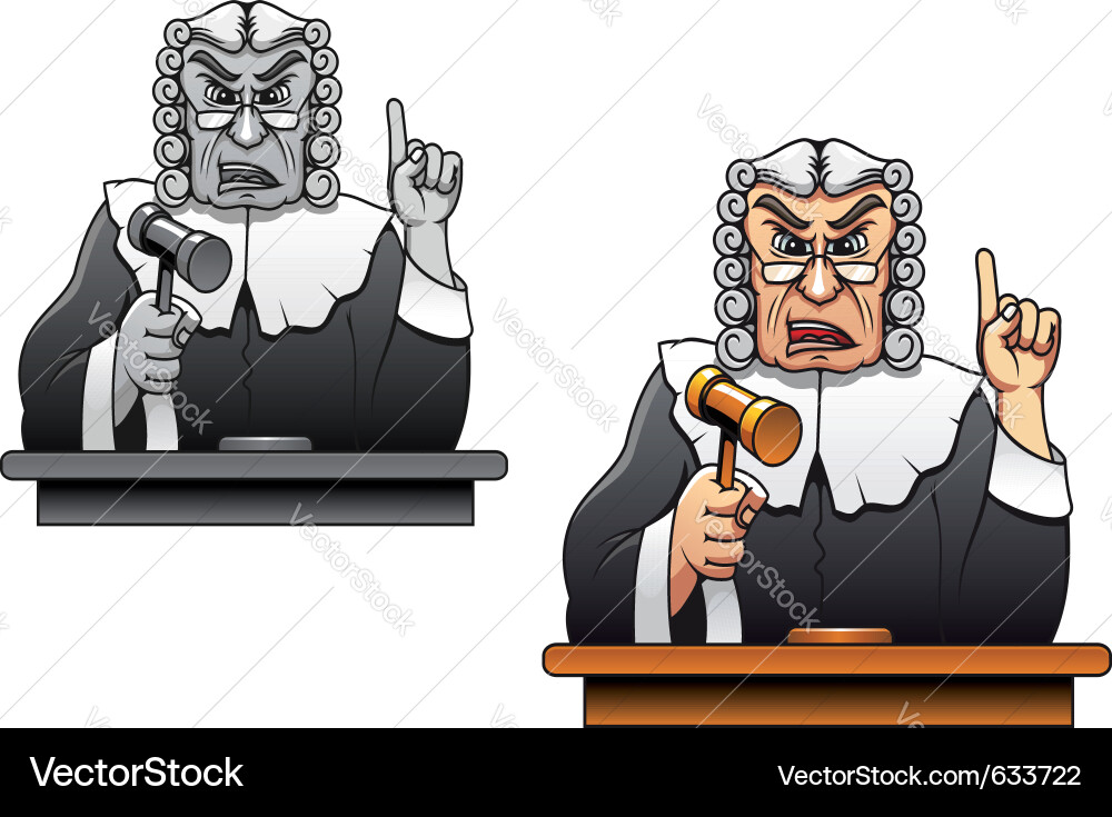 Cartoon Judge with Gavel Vector Image