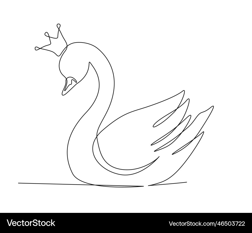 Continuous one line drawing of mute swan simple Vector Image