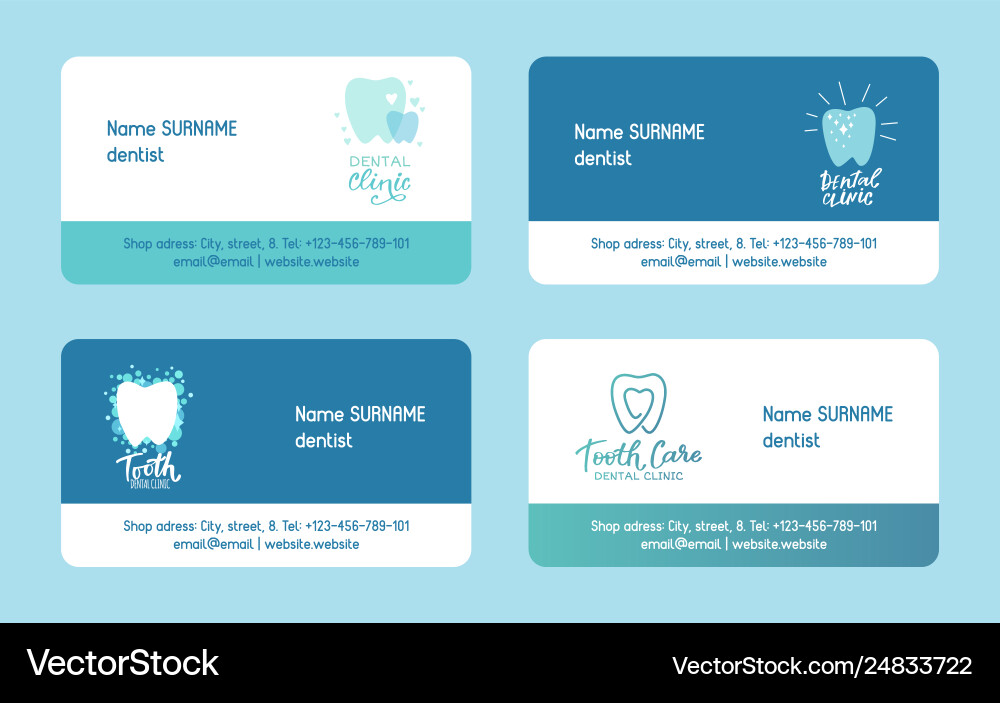 Dentist set business cards Dentist set business cards vector image