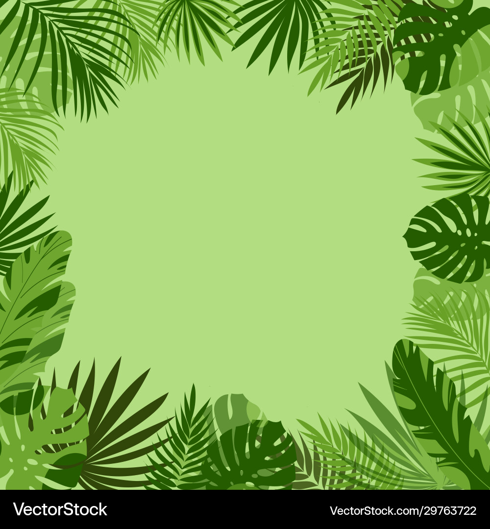 Frame with tropical leaves in green can be used Frame with tropical leaves in green can be used Vector Image