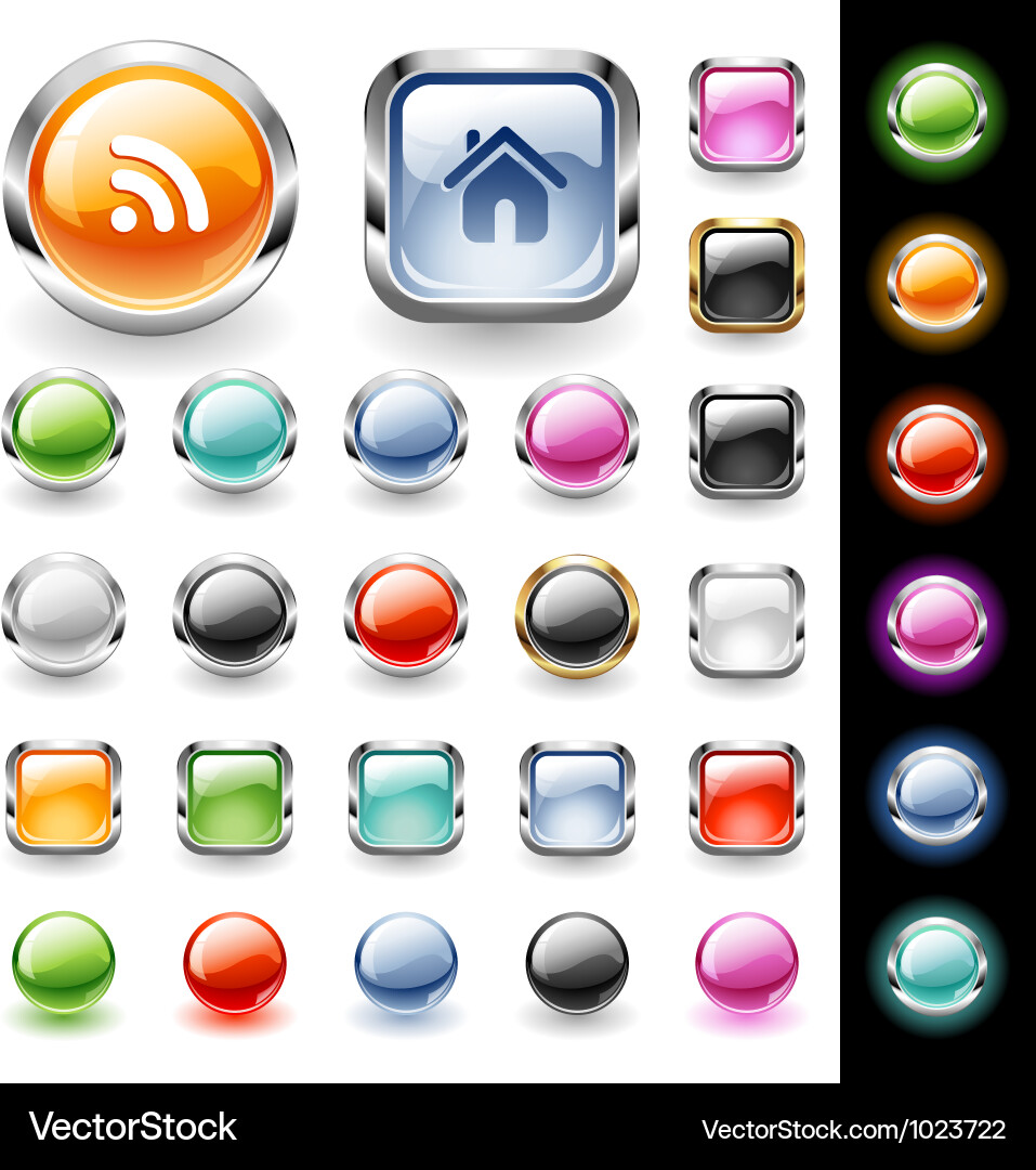 Glossy web buttons set vector image