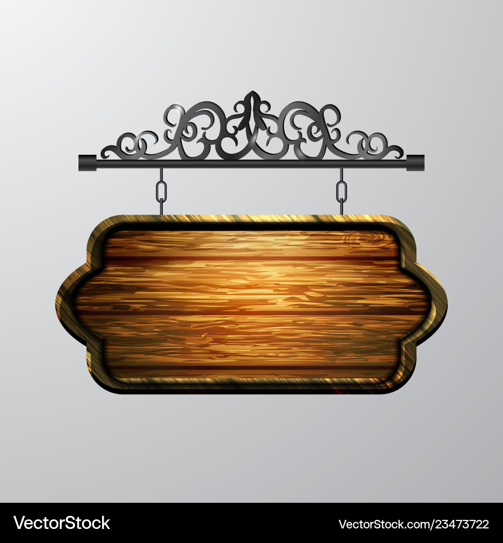 Hanging wooden board object Vector Image
