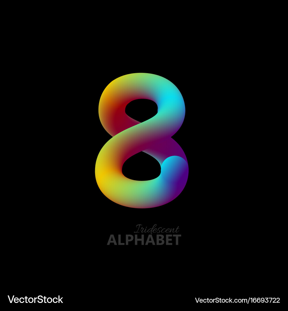 Iridescent 3D Number Eight vector image