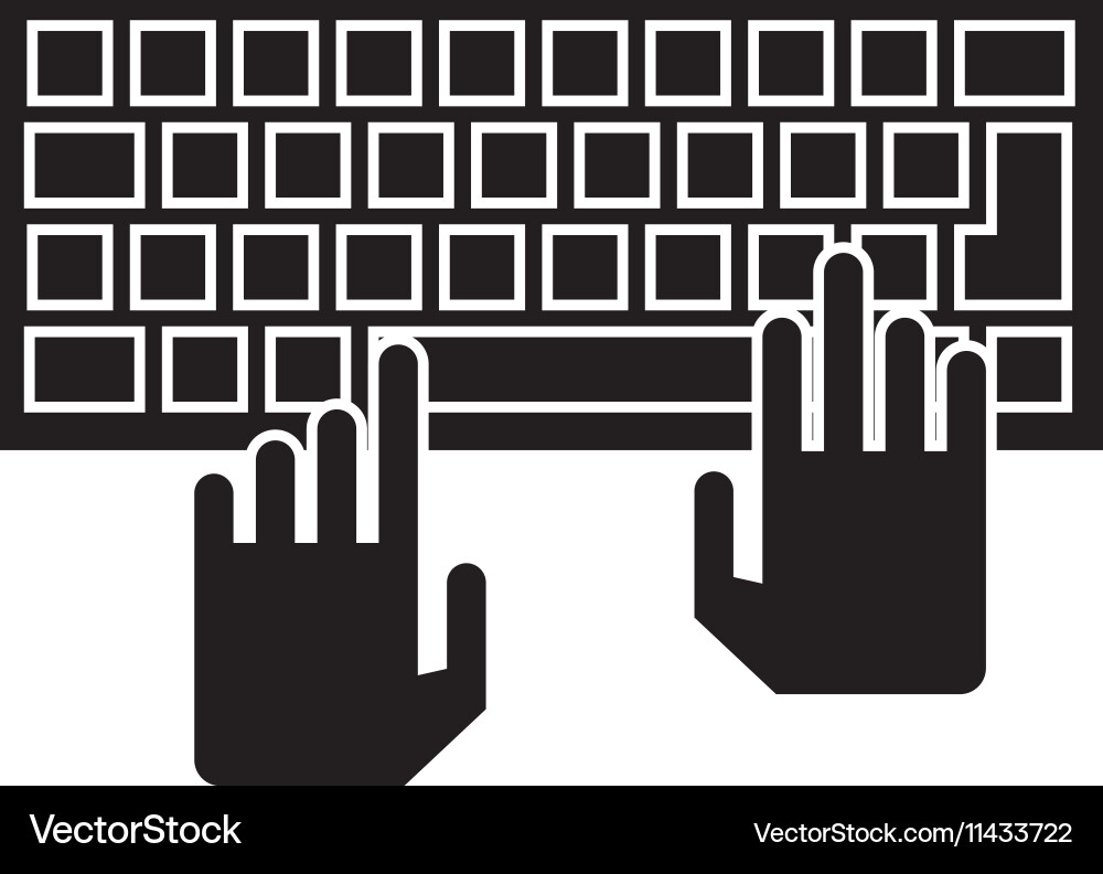 Isolated hands over keyboard device design Vector Image