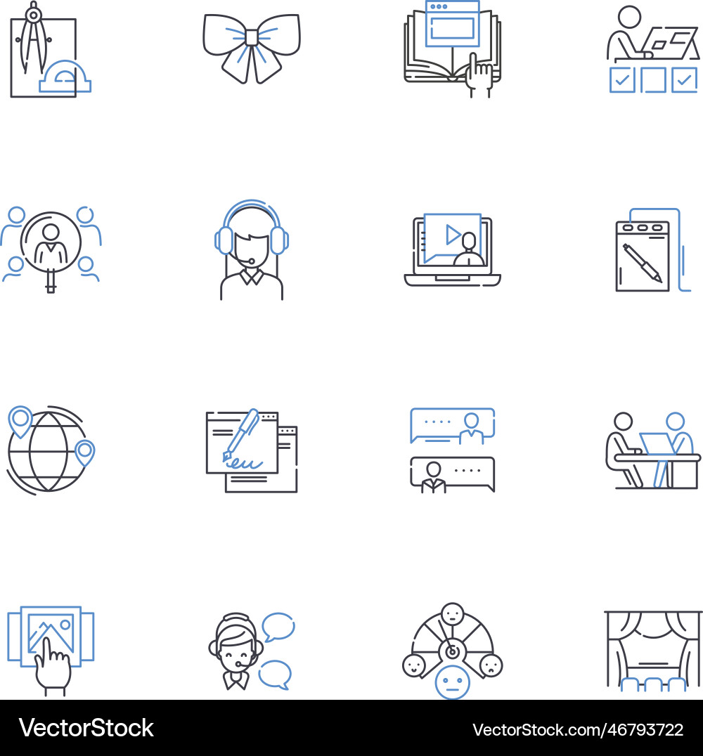 Jobber line icons collection scheduling Jobber line icons collection scheduling vector image