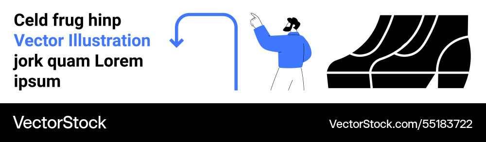 Man pointing at conceptual arrow and steps Man pointing at conceptual arrow and steps vector image