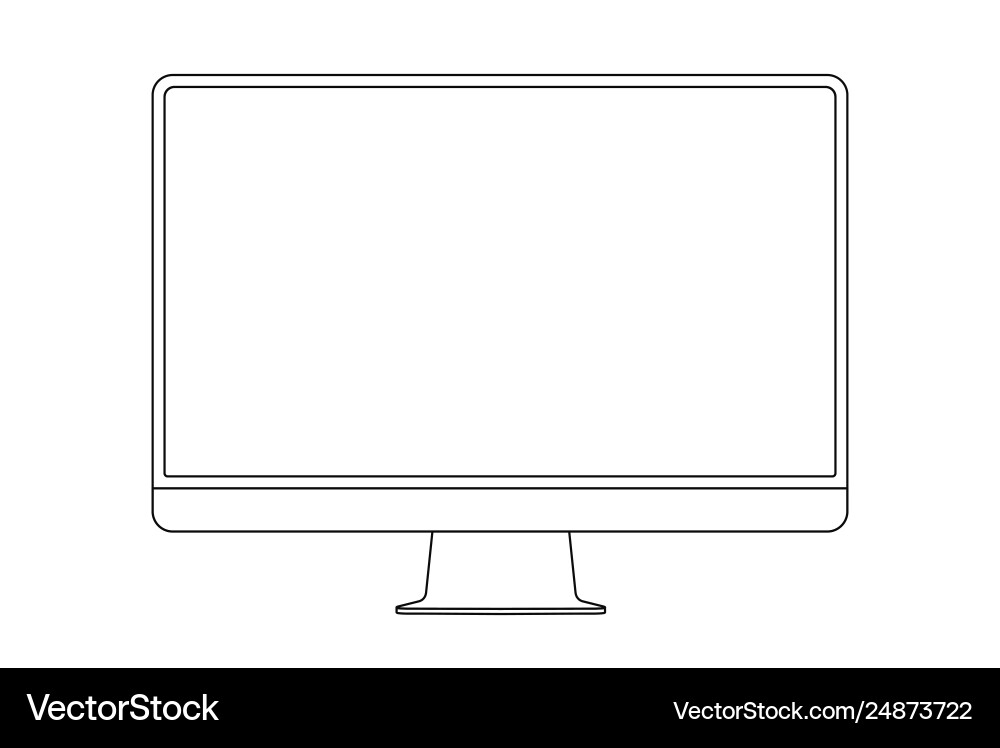 Monitor Line Icon - Display Outline vector image