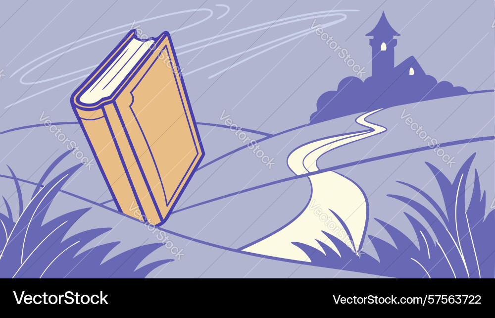 Open book floating on cosmic path design Vector Image