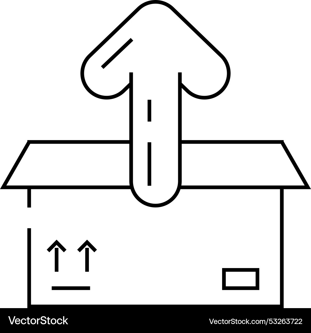 Open box unpacking loading contents line icon Open box unpacking loading contents line icon Vector Image