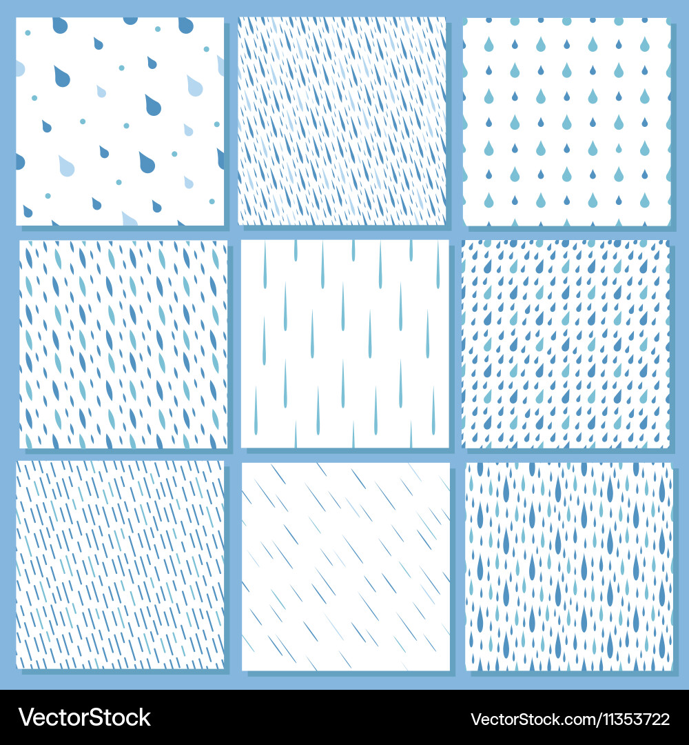 Rain drops pattern set vector image