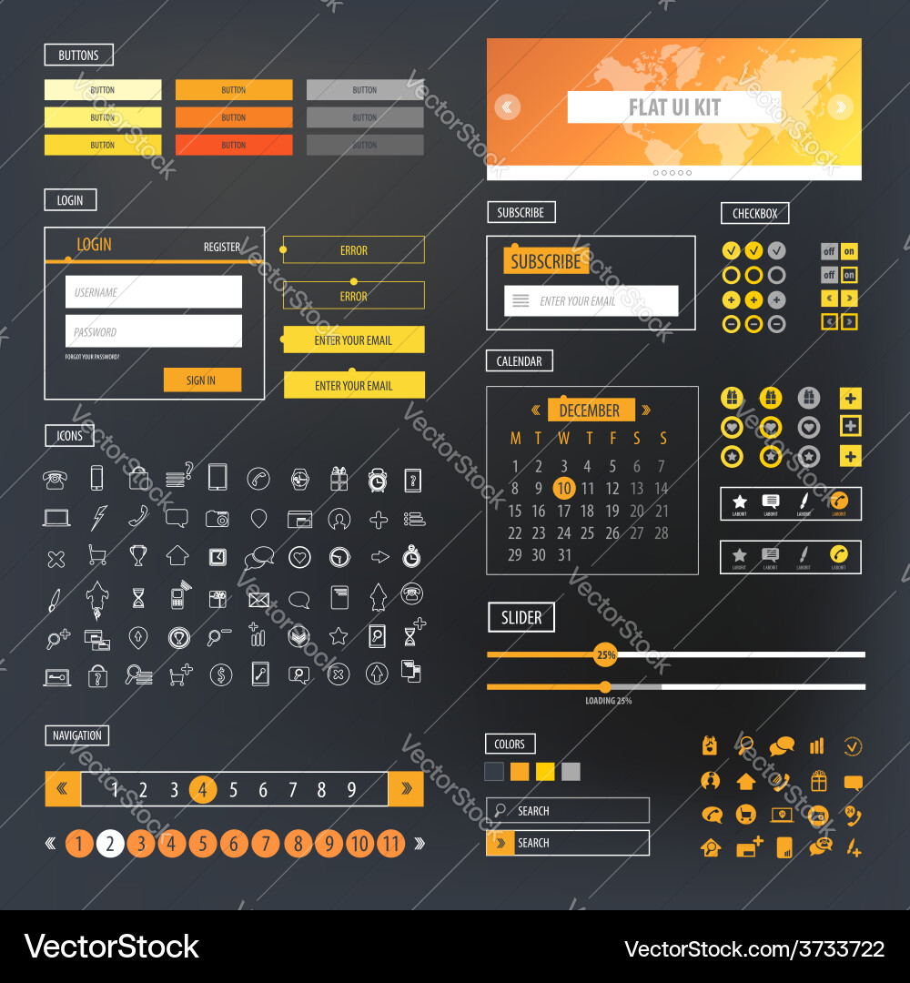 Responsive Web Icon Kit - UI Template vector image