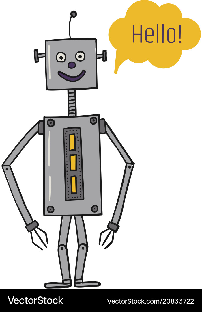 Robot is rectangular a square bot says vector image