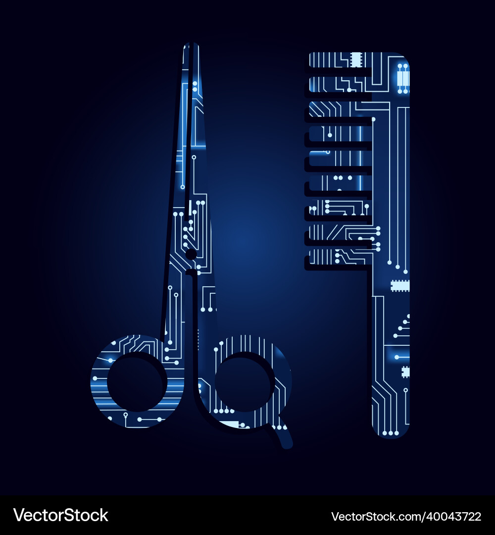 Scissors and Comb Tech Symbol Vector Image