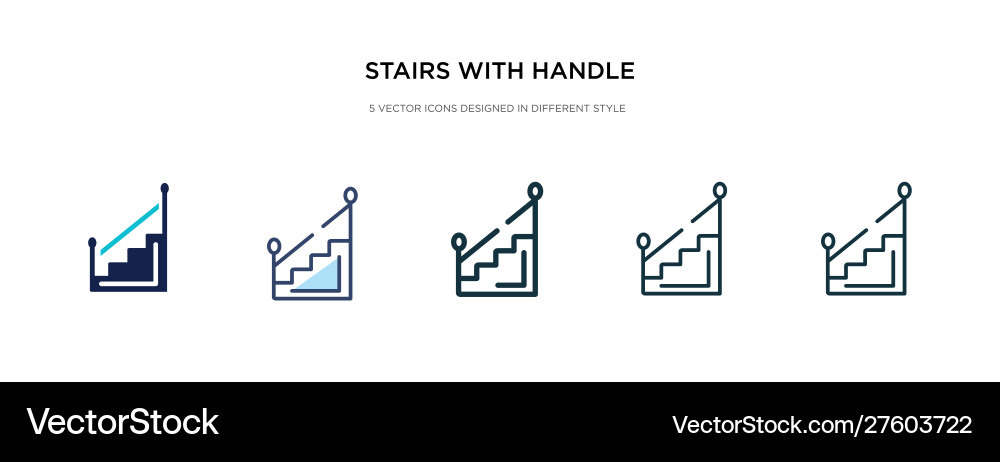 Stairs with handle icon in different style two Stairs with handle icon in different style two vector image