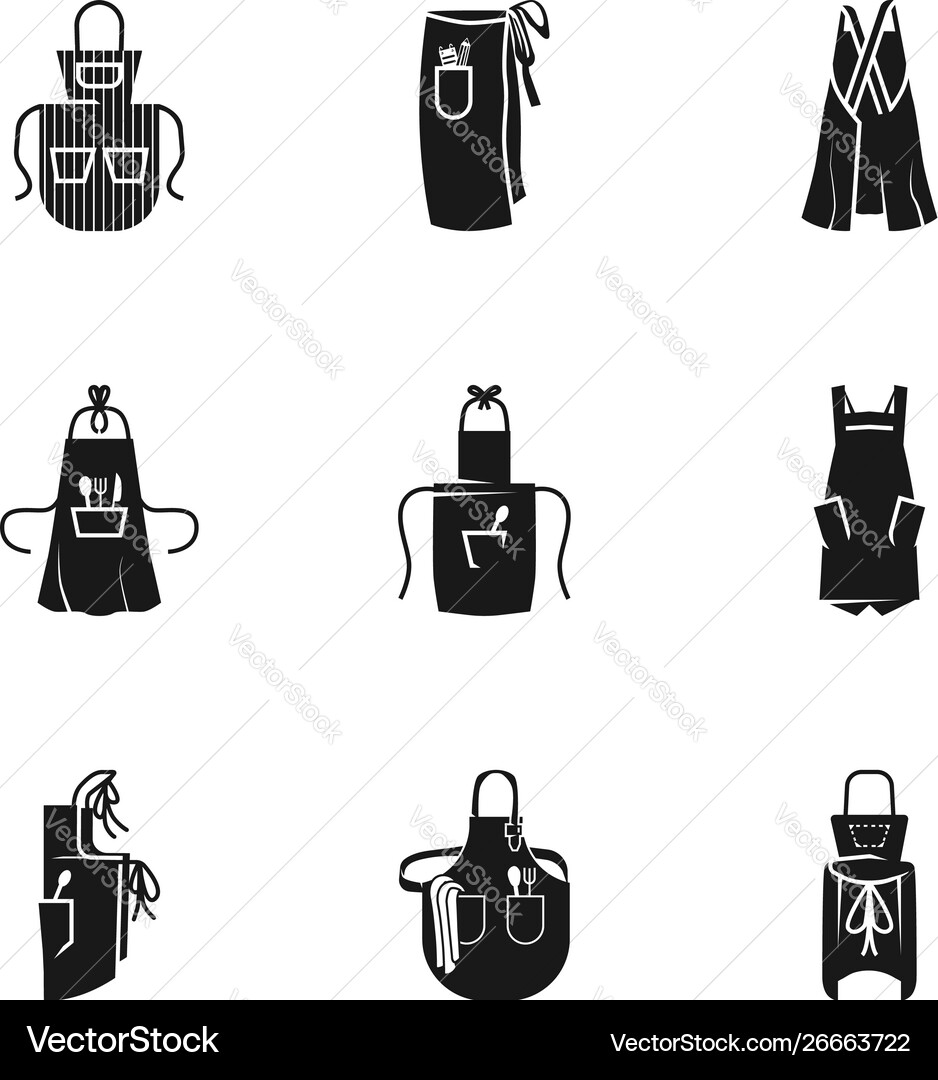 Textile apron icon set simple style Textile apron icon set simple style vector image