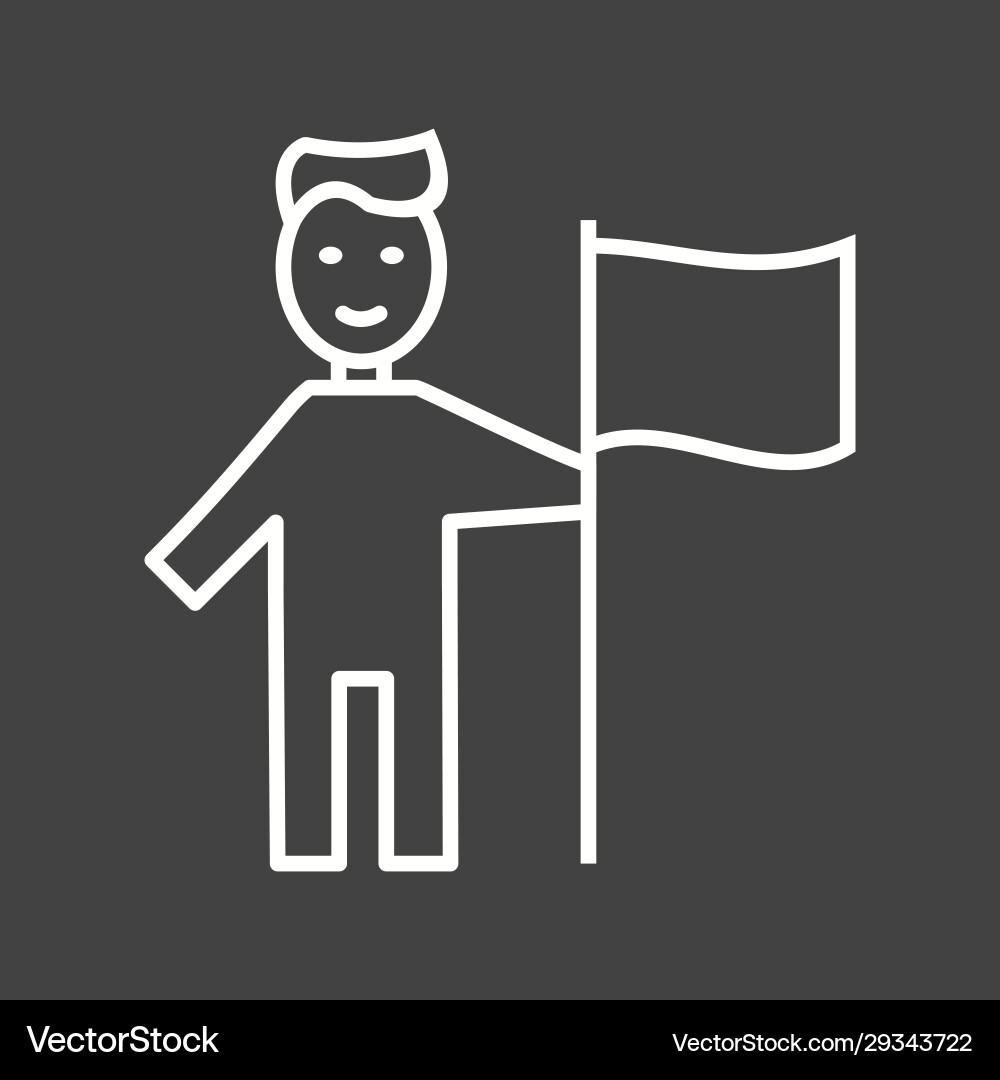 Unique man with flag line icon Vector Image