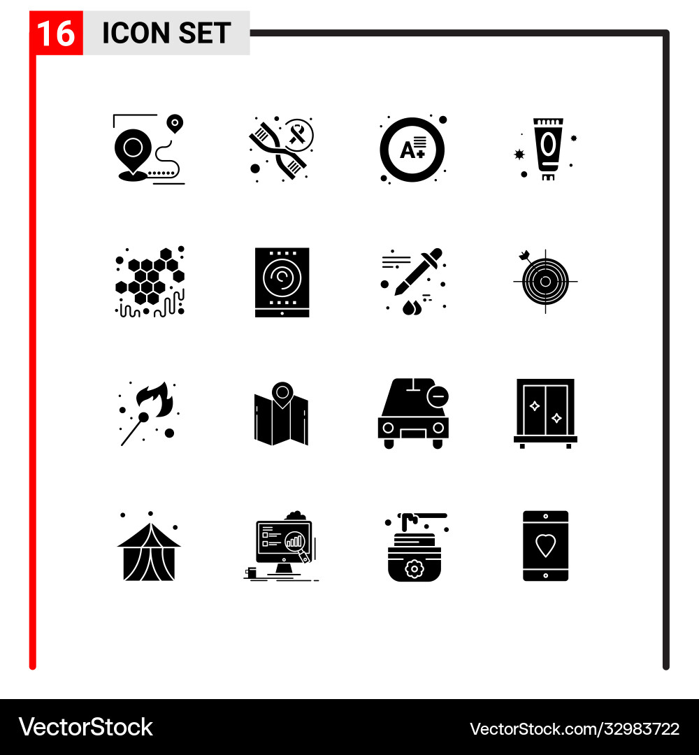 User interface pack 16 basic solid glyphs vector image