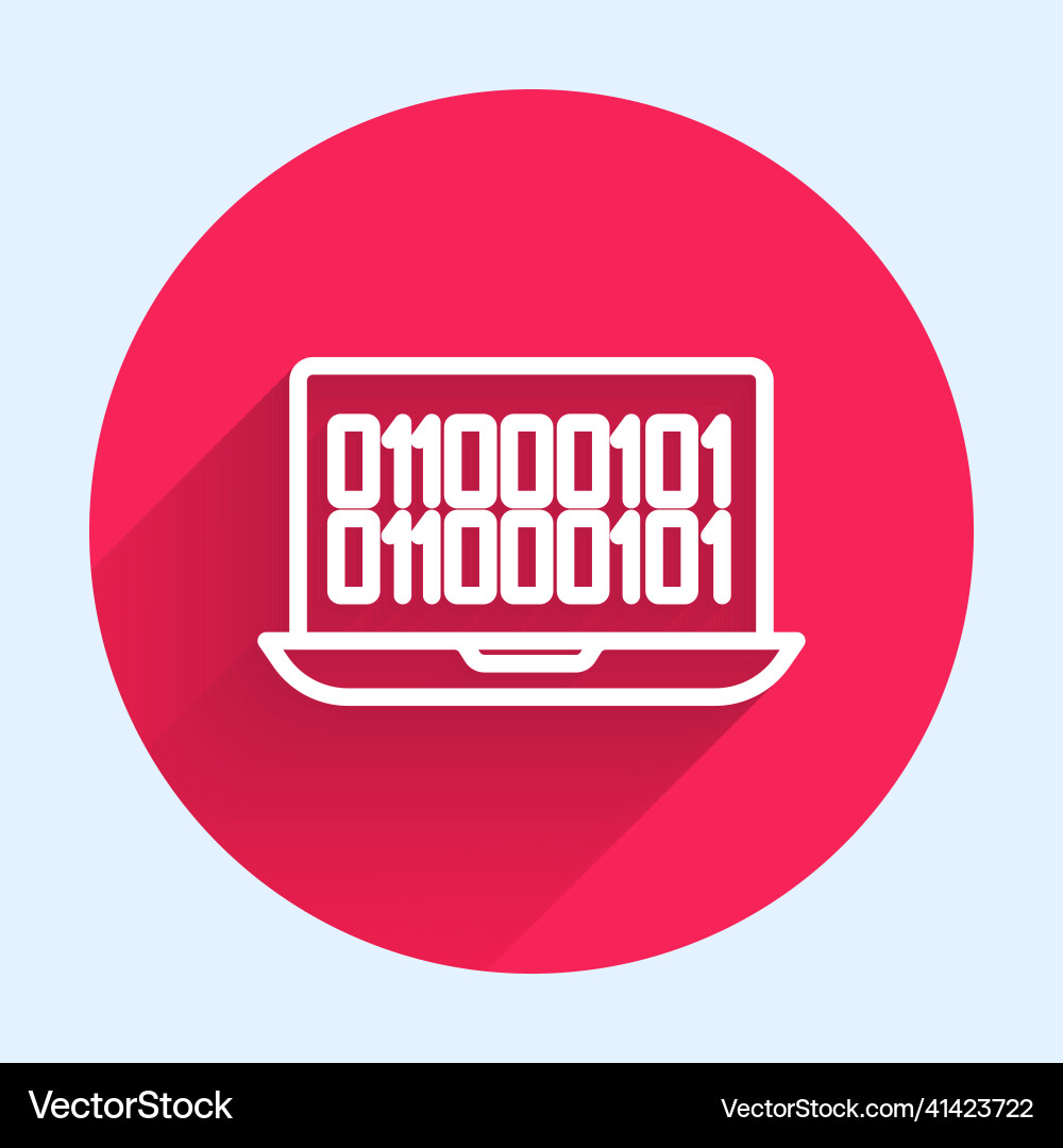 White line binary code icon isolated with long White line binary code icon isolated with long vector image