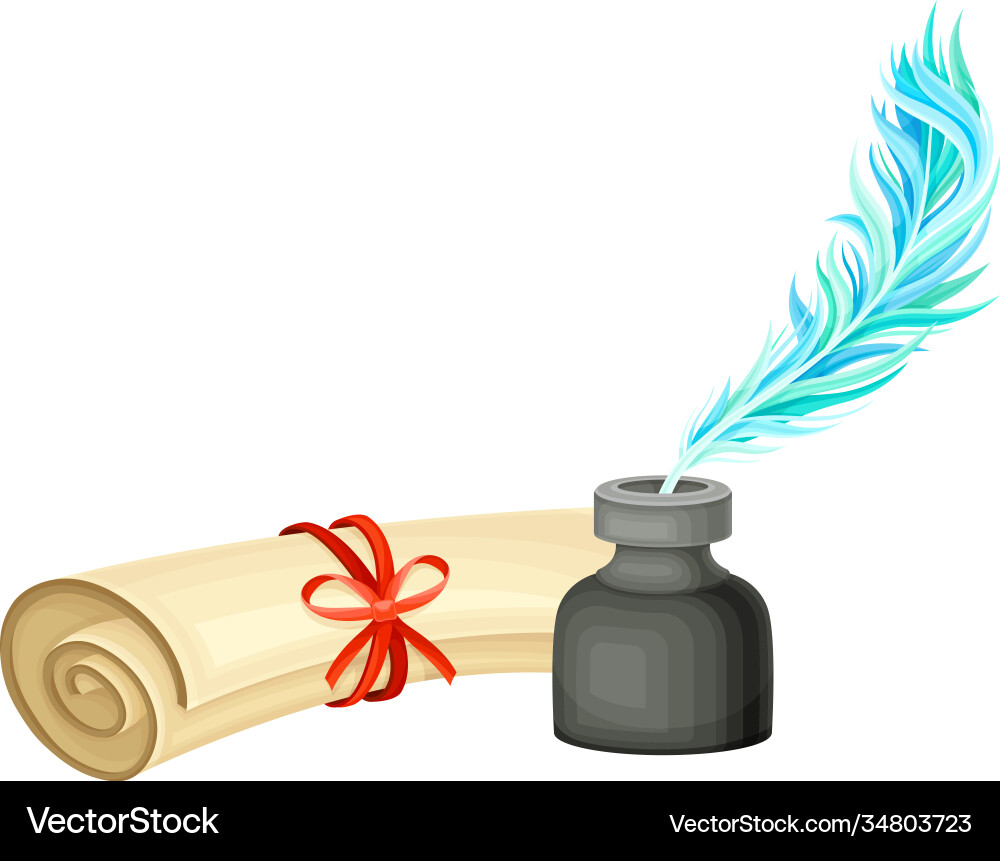 Ancient papyrus scroll binded with red ribbon Ancient papyrus scroll binded with red ribbon vector image