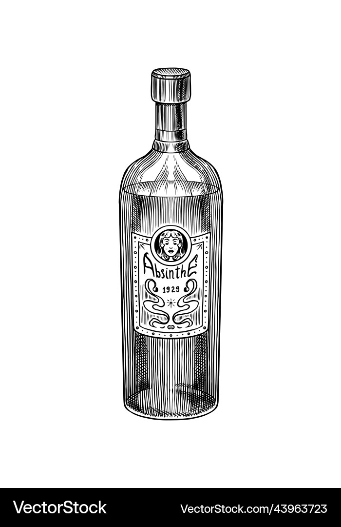 Bottle of absinthe label for retro poster Bottle of absinthe label for retro poster vector image