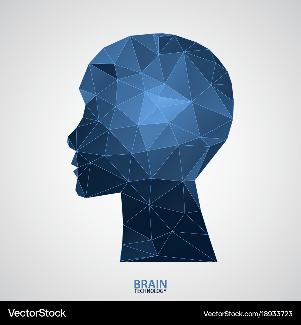 Creative brain concept background with triangular Vector Image