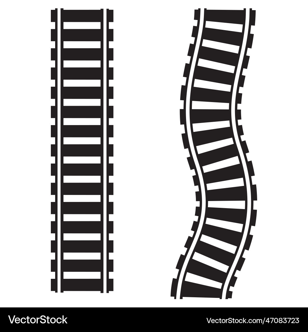 Curved railway rails isolated Vector Image