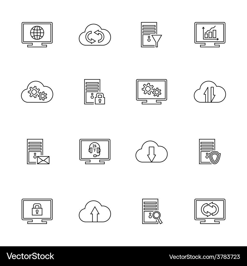 Design set with hosting server database vector image