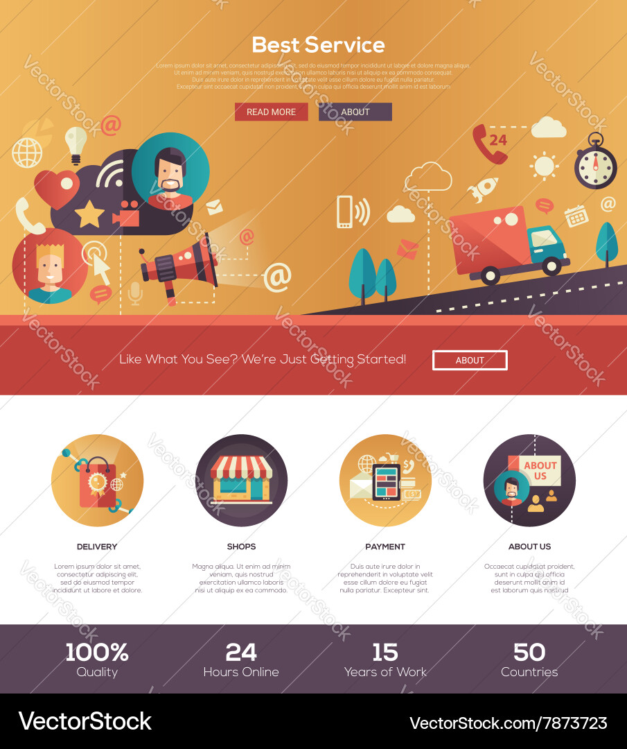 Flat design best service website header banner vector image