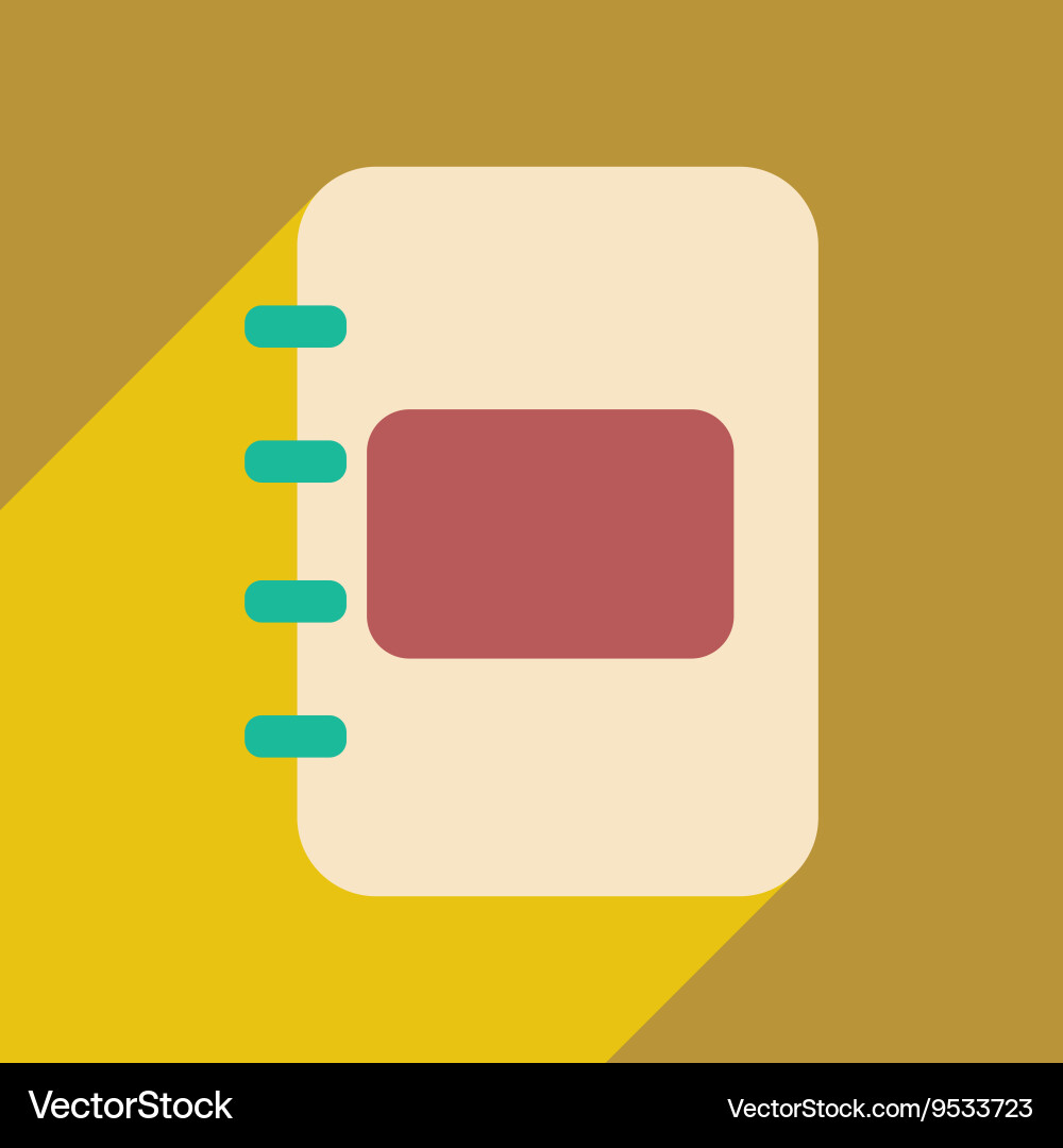 Flat with shadow icon and mobile application diary vector image
