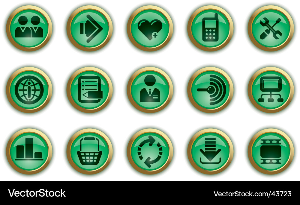 Green website and internet icons Vector Image