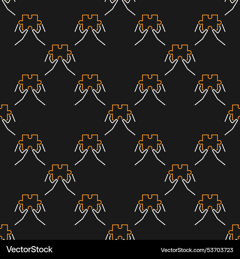 Hands with jigsaw puzzle seamless pattern Hands with jigsaw puzzle seamless pattern vector image