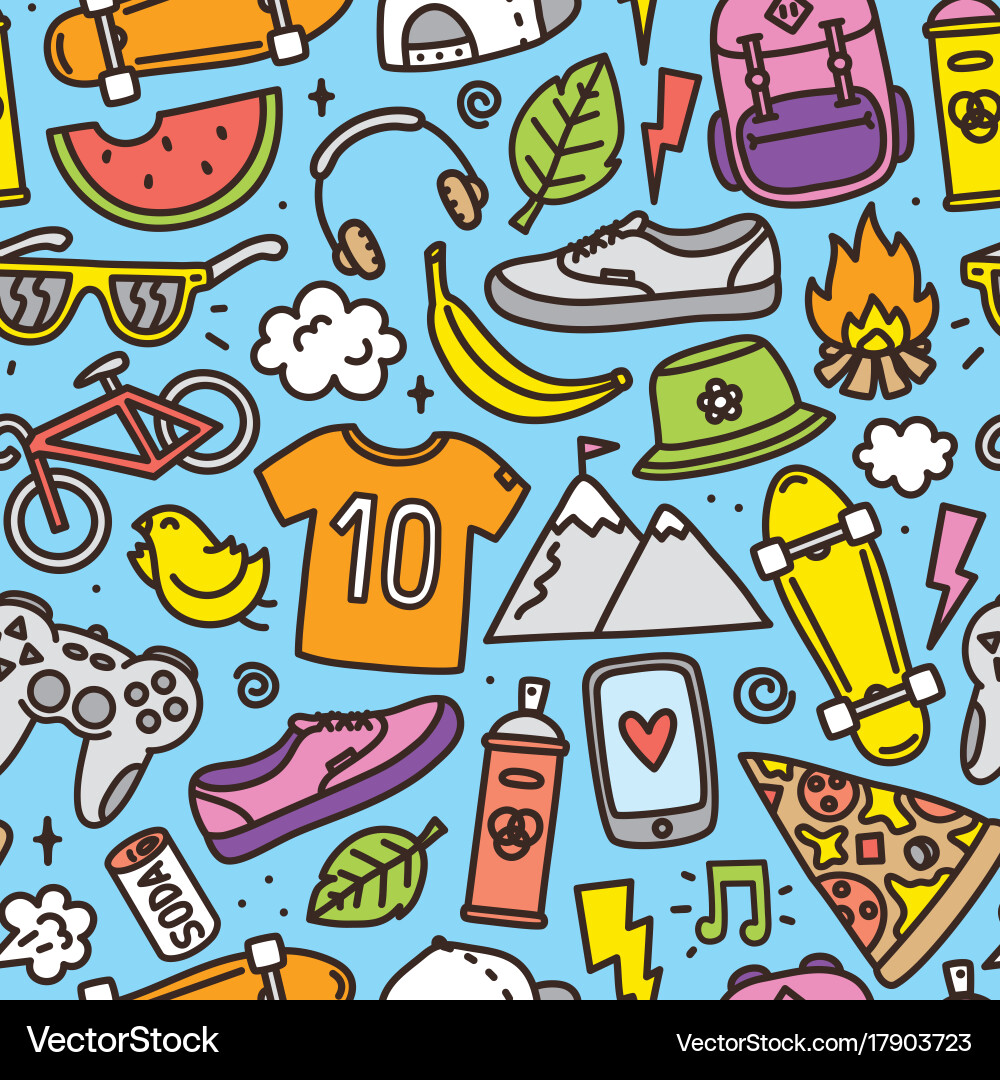 Hipster Objects Seamless Pattern vector image