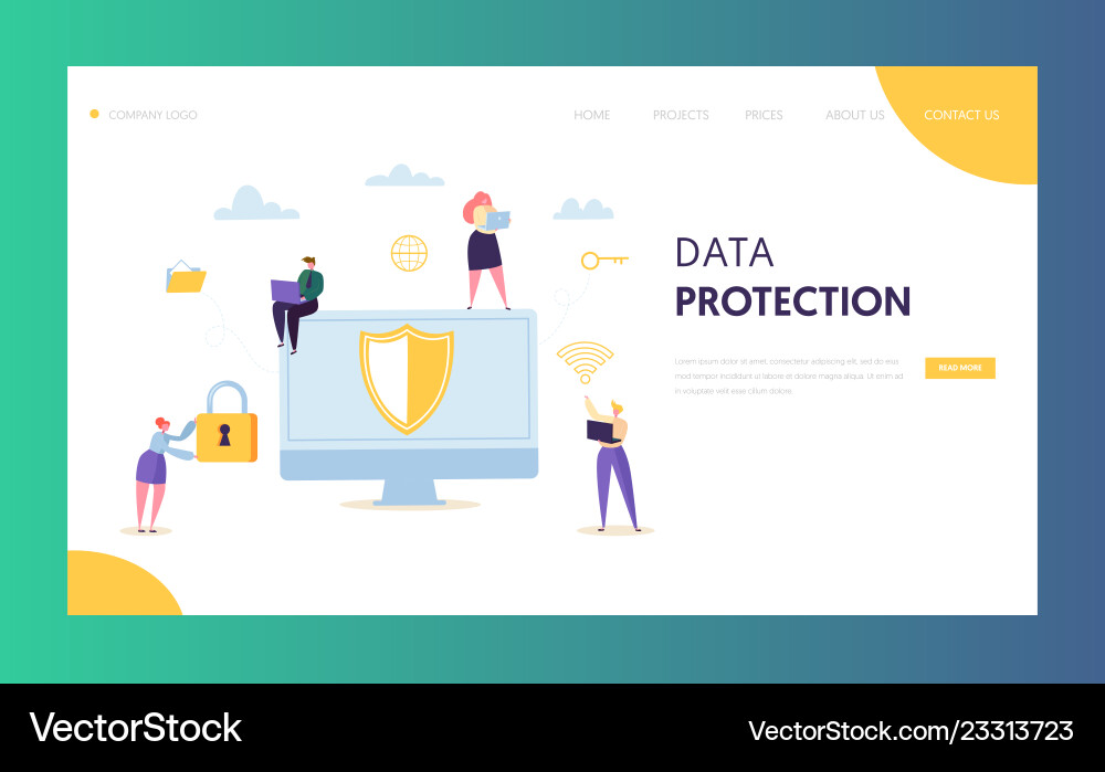 Internet data safety network landing page Internet data safety network landing page vector image