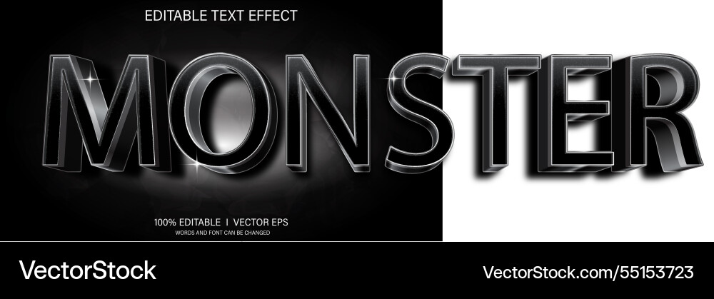 Monster 3d text effect with modern style design Vector Image