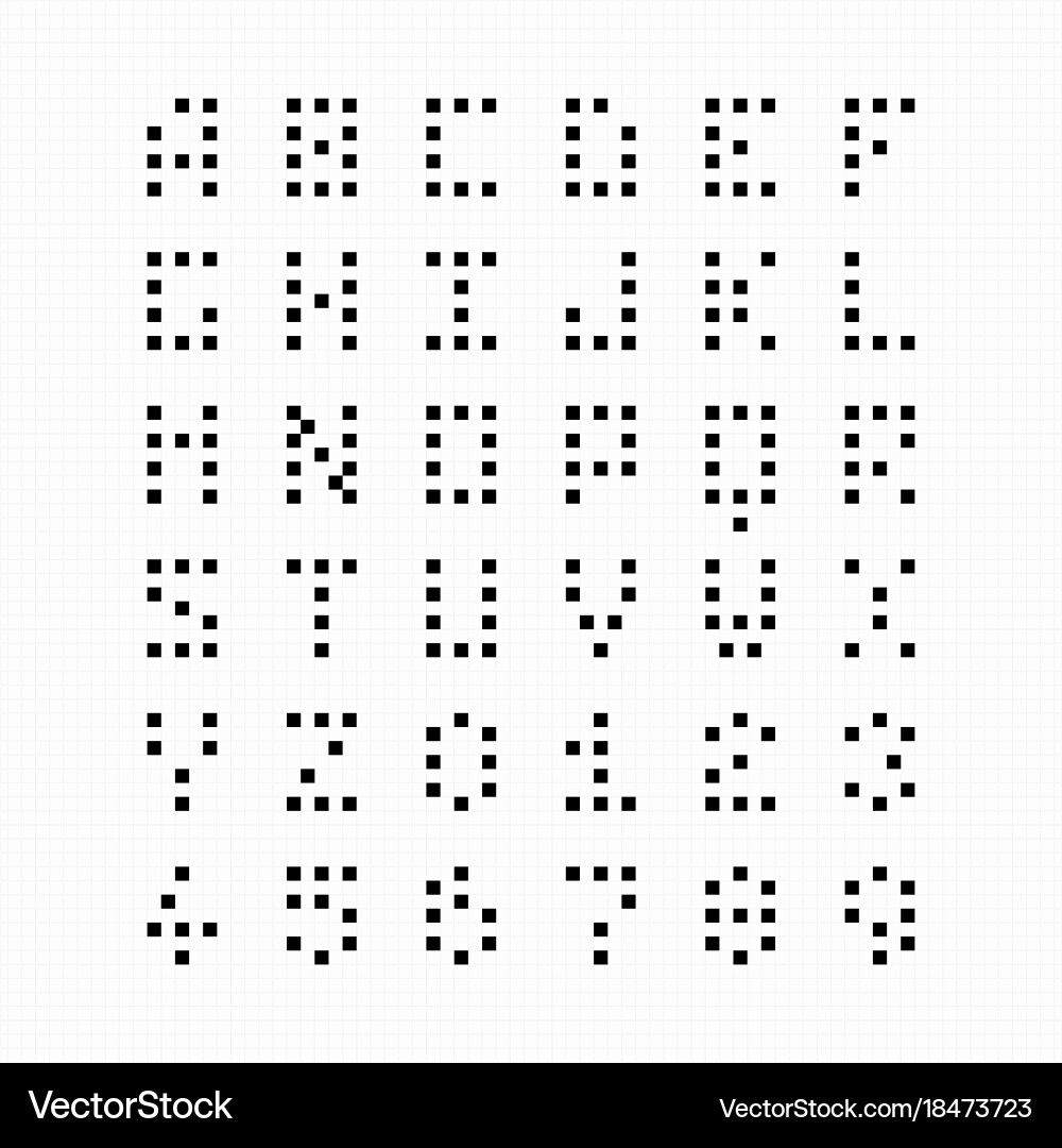Pixel Font - Alphabet and Numbers vector image