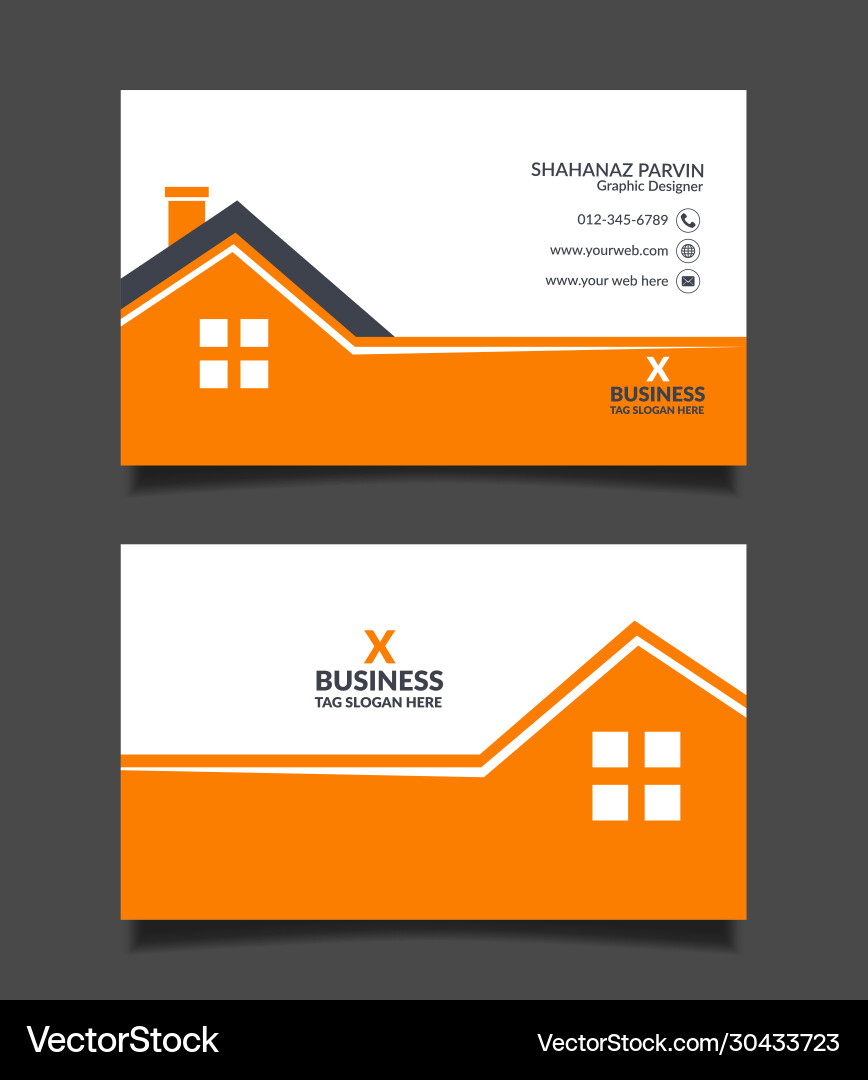 Real estate business card template design Vector Image Real estate business card template design Vector Image