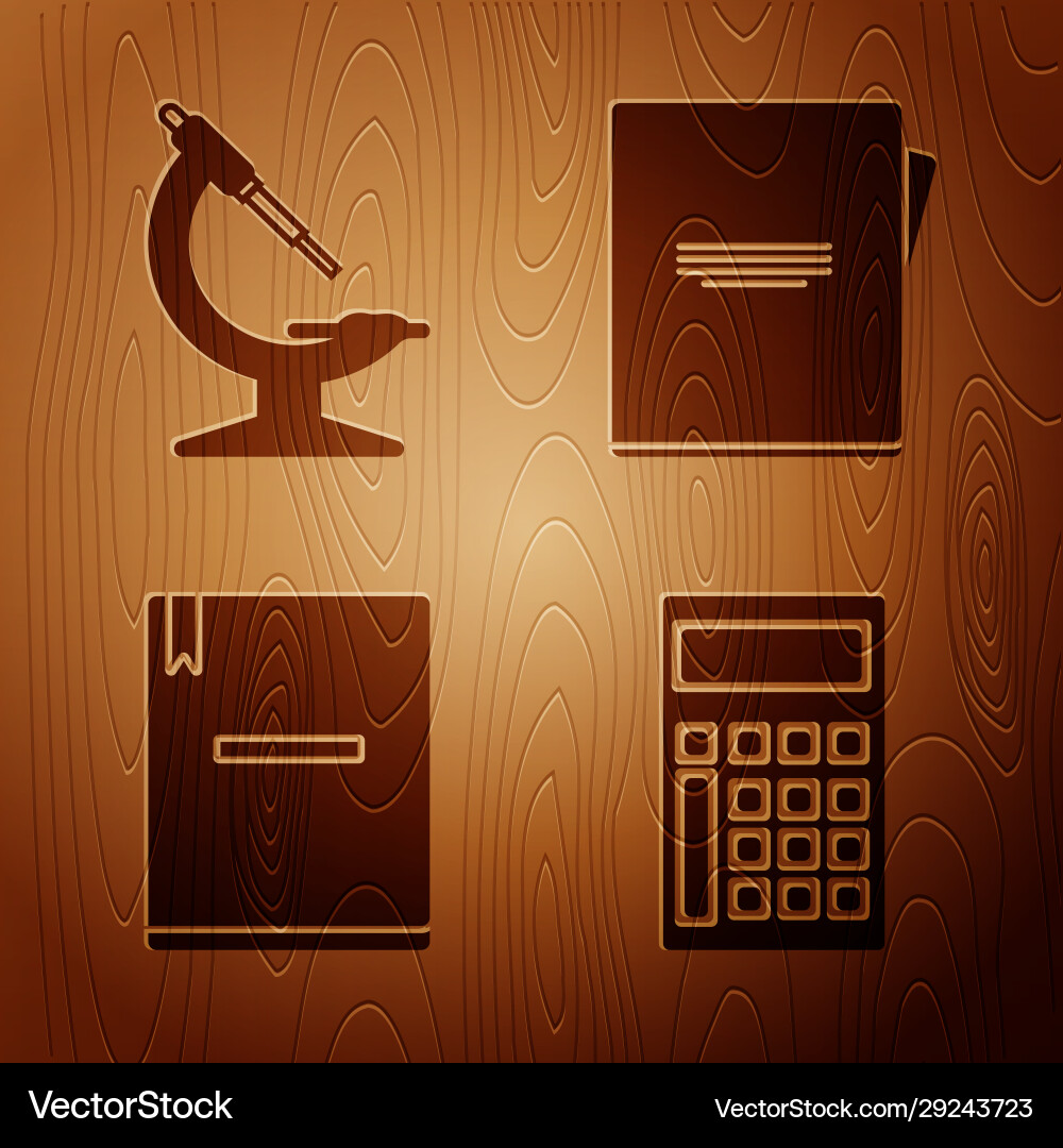 Set calculator microscope notebook Set calculator microscope notebook vector image