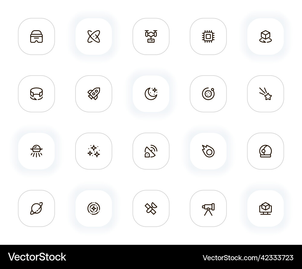 Technology and space line icons set editable Technology and space line icons set editable vector image
