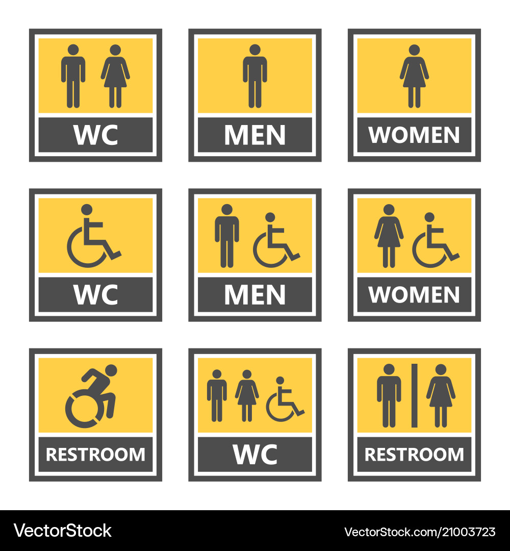 Toilet signs and restroom icons wc symbols vector image