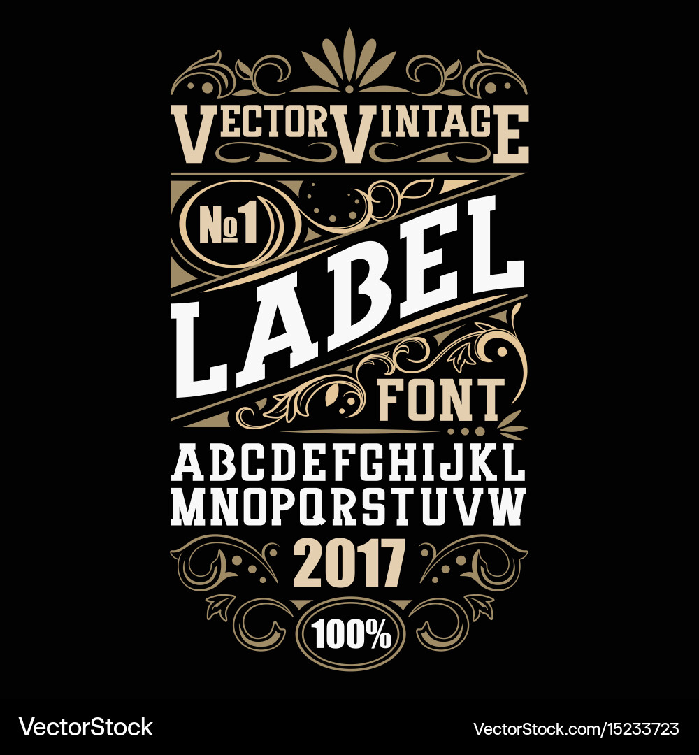 Vintage Whiskey Label Font Vector Image