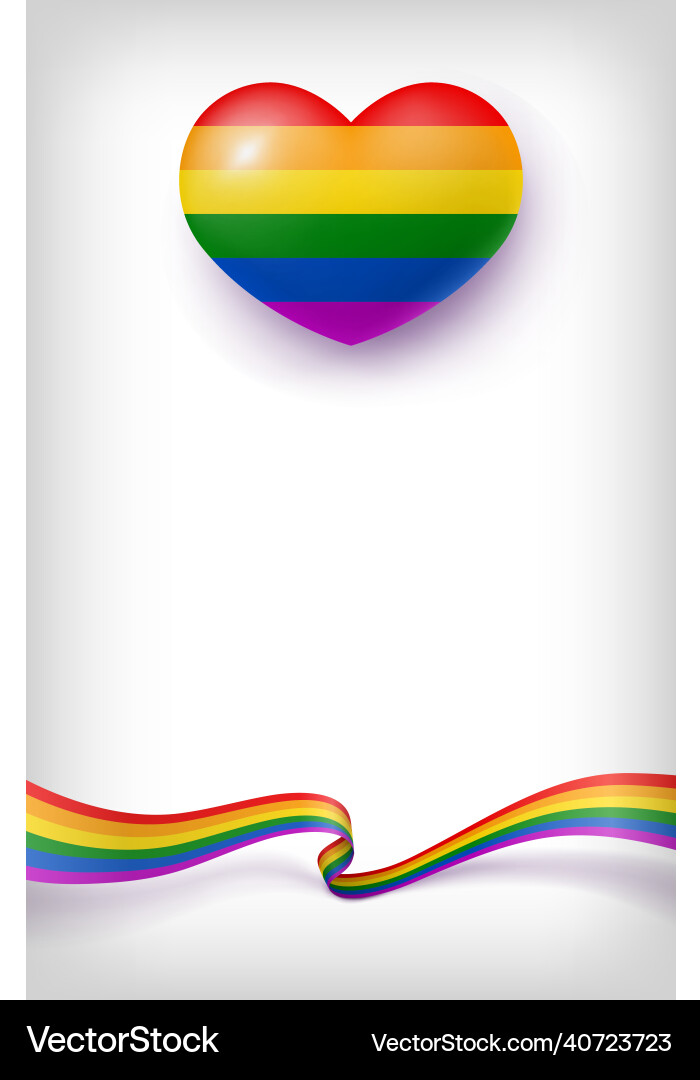 Waving flag and heart of lgbt pride card template Waving flag and heart of lgbt pride card template vector image