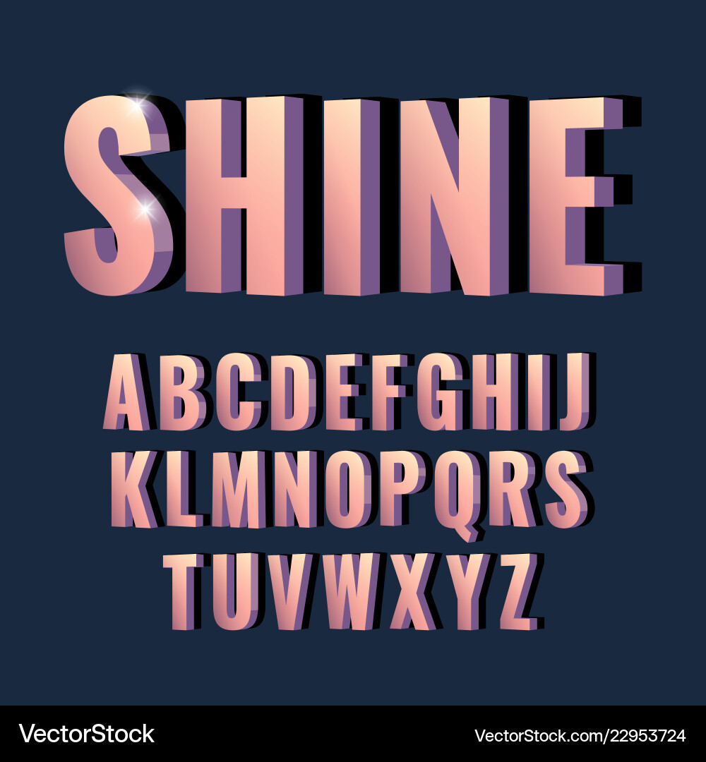 3D Alphabet Font - Modern Style Vector Image